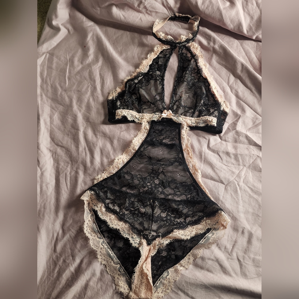 Adore Me Pink Lace Bodysuit